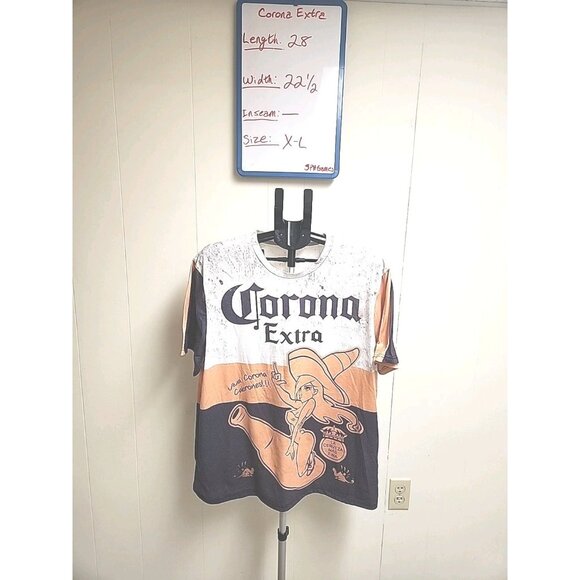 Official Corona Extra Bottle Label Print T Shirt All Over Print Two Sided Men XL - Picture 1 of 6
